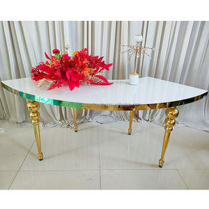 Table Ronde de Mariage FURUN en Acier Inoxydable Simple avec Pieds Dorés et Plateau Blanc, Grande Assemblage pour Décoration de Mariage, Vente en Gros - Product Image 4