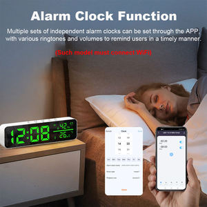 Réveil numérique WALE Tuya avec détecteur de température et d'humidité, fonction snooze, horloge de table, station météo, décoration d'intérieur - Product Image 5