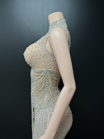 Novance Y2878 Robes de Cocktail Sexy pour Femmes 2026 Nouvelle Collection Col Montant Sans Manches Strass Vêtements d'Été pour Femmes