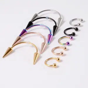 Stainless steel Smile tiger teeth Taper lanyard nail vampire Zombie tooth nail Horseshoe lip ring nose jewelry for women men