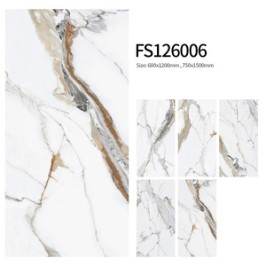 Vitrified 600x1200 sang trọng đá phòng sàn gạch trang trí nội thất sang trọng <span class=keywords><strong>Carrara</strong></span> trắng sứ đầy đủ đánh bóng tráng men bề mặt gạch đá cẩm thạch - Product Image 3