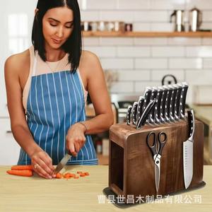 Porte-couteaux magnétique en bois massif, support de rangement de bureau pour 7 couteaux, bloc de cuisine - Product Image 3
