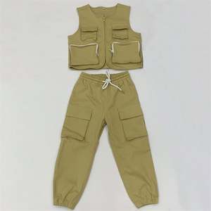 ชุดเสื้อกั๊กคาร์โก้และกางเกงคาร์โก้หลายกระเป๋ามีซิปแบรนด์แฟชั่นสไตล์สตรีท - Product Image 4