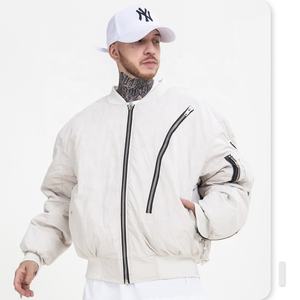 Otoño Invierno elegante <span class=keywords><strong>Boom</strong></span> al aire libre cremallera algodón Vibe Baggy Crop grueso cortavientos chaqueta de bombardero para hombres - Product Image 3