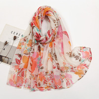 Nouveau Voile Tendance pour Femme, Longue Écharpe Pashmina Imprimée Feuilles, Hijab pour Musulmanes, Idéal Printemps