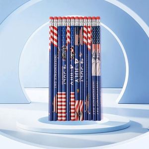 Crayons et gommes en bois écologiques personnalisés en gros, thème Fête de l'Indépendance américaine, prise en main facile pour les étudiants - Product Image 2