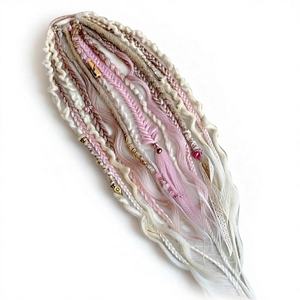 Queue de cheval élastique bohème de 22 pouces pour femmes - Extension de perles <span class=keywords><strong>viking</strong></span> tressée à la main, fixation rapide en une minute pour les festivals et l'usage quotidien - Product Image 1