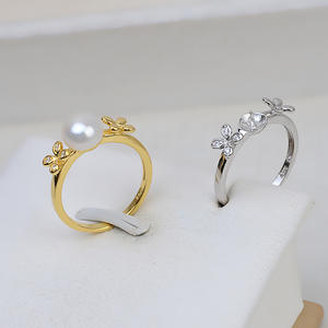 แหวนเงินแท้ S925 ลายผีเสื้อ ดอกไม้ ปากเปิด ดีไซน์ทันสมัย ใหม่ล่าสุด สำหรับงาน DIY เครื่องประดับมุก สำหรับผู้หญิง ไซส์ 6-7 - Product Image 1