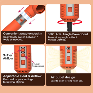 Asciugacapelli Professionale Ionico ad Alta Velocità 10-in-1 con Strumenti Multifunzionali e Spazzola ad Aria Calda <span class=keywords><strong>per</strong></span> Uso Domestico e Alberghiero - Product Image 4