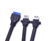 IDC 20 broches USB 3.0 câble de données d'extension vis montage sur panneau vers carte mère femelle à 2 cordons plats séparés cordon