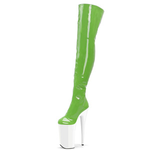 <span class=keywords><strong>Stivali</strong></span> Alti <span class=keywords><strong>al</strong></span> <span class=keywords><strong>Ginocchio</strong></span> in <span class=keywords><strong>Pelle</strong></span> Rosa con Plateau Alto 26cm per Travestiti, Ballerine di Pole Dance, Scarpe Fetish Sexy - Product Image 2