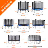 Trampoline pour enfants intérieur/extérieur 8ft/12ft/14ft homologué GS, résistant aux intempéries avec filet de protection pour les tout-petits de 3 à 10 ans