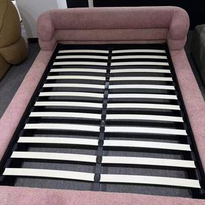 Base de Cama Estilo Nórdico al por Mayor, Personalizable, con Tapizado de Tela Rosa Tipo Teddy y Cabecera Redondeada para Hogar/Hotel - Product Image 5