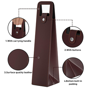 Acheter OEM Portable 16.1x3.5x3.5 en Cuir PU Durable Simple Double Bouteilles Champagne Cadeau Vins Protecteur Sac Fourre-Tout pour les Fêtes - Product Image 3