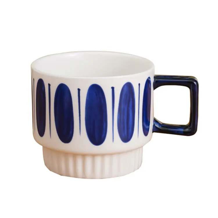 New Product Nordic Style China Porcelain Reusable Cups Straight Tea Cup Underglaze Craft 450ml Ceramic Coffee Mug