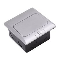 Prise de sol encastrée en alliage d'aluminium avec 2 prises de courant britanniques et un port de données RJ45 CAT6 pour usage professionnel