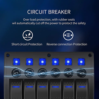 Panneau de commande marin 6 interrupteurs ON-OFF à bascule étanche 5 broches avec disjoncteur 12V/24V et indicateur LED
