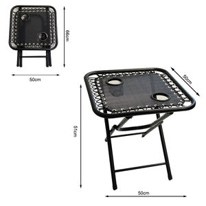 Tavolino Pieghevole Nero da Esterno, Struttura in Acciaio Resistente con Doppio Portabicchieri per Campeggio e Uso in Patio - Product Image 2