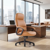 Chaise de bureau de direction moderne de luxe à dossier haut avec revêtement en cuir PU, structure en aluminium, hauteur réglable, design écologique