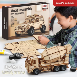 3D Stereoscopic Wooden Engineering Vehicle DIY Assembly Kit Kids Science Craft Model Ornament Educational Toy Gift Box - Product Image 2