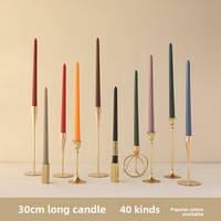 Venta al por Mayor de Velas de Barra Larga de 30CM en 40 Colores, Estilo Europeo, para Banquetes de Boda, Semielaboradas, Sin Aroma, Sin Humo