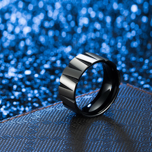 Geometric <b>Titanium</b> Steel <b>Ring</b> <b>Black</b> Colorful Gold Unisex Fashion Jewelry Gift - Product Image 3