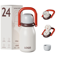Bouteille d'eau isotherme portable en acier inoxydable pour enfants avec logo personnalisé, mignonne, avec paille, pour l'école