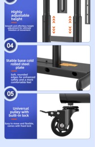 42-86 inch Sàn thép TV đứng nâng điện thoại di động giỏ hàng LCD/<span class=keywords><strong>Plasma</strong></span> Monitor núi văn phòng xoay bánh xe hội nghị màn hình lớn sơn - Product Image 4