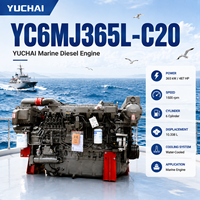 محرك ديزل بحري SCDC YUCHAI YC6MJ سلسلة YC6MJ365L-C20 بـ 6 أسطوانات وقوة 410 حصان وسرعة 1800 دورة في الدقيقة، عزم دوران قوي للمعدات البحرية البحرية