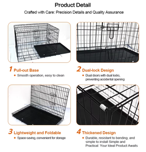 Cage pliante pliante pour chien, 24 pouces, motif solide, cage noire pour chien, cage pliante en métal - Product Image 6