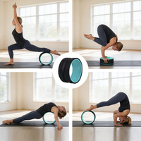 Ensemble de 4 pièces pour le fitness à domicile : Roue de yoga portable légère en EVA, bâton de massage, rouleau de Pilates pour abdominaux et étirements dorsaux