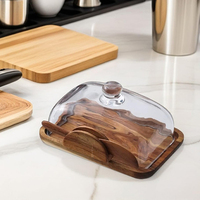 WDF couvercle en verre de bambou de haute qualité porte-beurre avec pelle plateau à Dessert Non toxique cuisine conteneur de stockage assiette à beurre