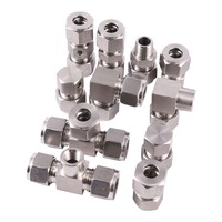 Raccord de buse d'atomisation en acier inoxydable 3/8\", raccord de tuyau pneumatique haute pression, raccords à double compression avec trou de 3/16\"