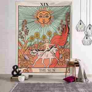Colorful Tarot Tapestry Astrology <b>Canvas</b> with Sun Stars and Moon Wall Hanging for Bedroom and Living Room - Product Image 4