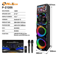 Machine de karaoké Android 12 avec écran tactile de 15,4 pouces, haut-parleur de fête 100W RMS, 2 micros sans fil, 2 Go de RAM, 32 Go de stockage, batterie 9000 mAh, Wi-Fi