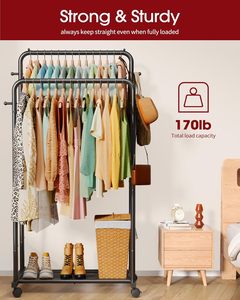 Portaspezie Multifunzionale Ecologico in Metallo Nero con Doppia Asta, Ripiano a Rete, Ganci e Ruote per Appendere Oggetti Domestici - Product Image 4