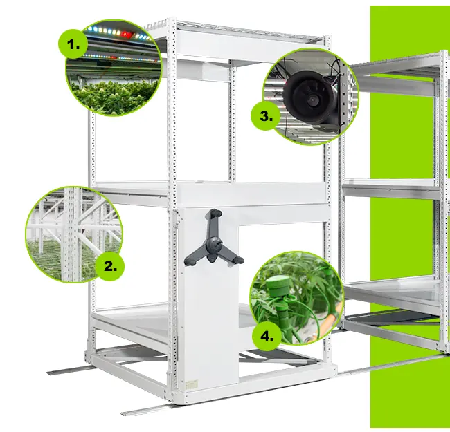 Nouveau Premium 4 * 8ft Hydroponique Mobile Horticulture Vertical Grow Rack système de culture intérieur