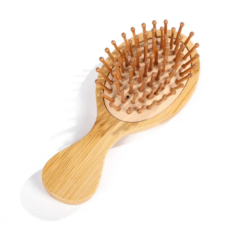 Sisir dan sisir rambut bambu kayu alami, sisir pijat kulit kepala Detangling, Sikat dan sisir kayu ramah lingkungan