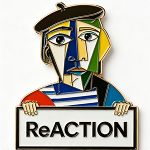 ReACTION Cubist Face Art <b>Pin</b> Gold Plated Metal Enamel Collectible <b>Badge</b> - Product Image 4