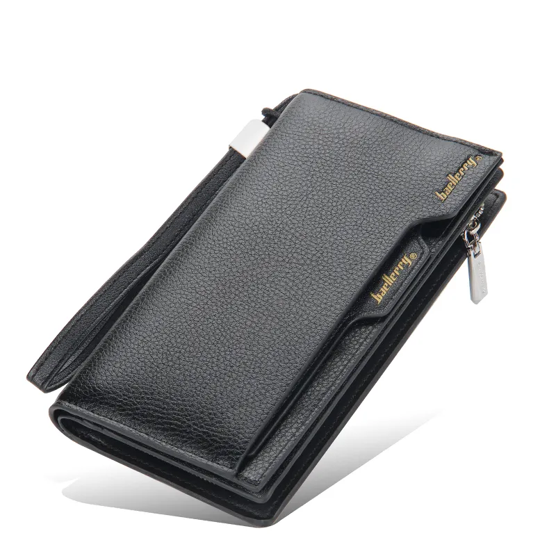 Baellerry Men Wallets Long Style High Quality Card Holder Male Purse Zipper Large Capacity Brand PU Leather Hand Stitch Wallet