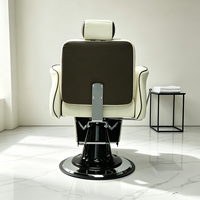 Fauteuil de Barbier Moderne Robuste Hydraulique Inclinable Pivotant à 360° avec Repose-Pieds et Appui-Tête pour Salon de Coiffure et Institut de Beauté