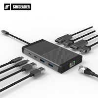 Kumo 9 in 1 Multiport Adapter Tipe-C ke 4K HDMI DP Ethernet PD 100W USB 3.0 USB-C Hub 9 Port Docking Station