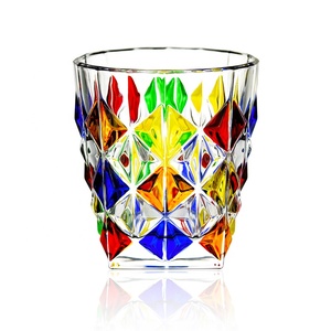 Gobelet en verre à whisky à l'ancienne de 290ml avec gravure colorée de style coréen peinte à la main - Product Image 1