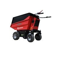 Mini-dumper hydraulique électrique KNDMAX ED500H avec plateau d'extension, moteurs CC sans balais 1000W, alimenté par batterie au plomb-acide