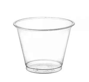 प्लास्टिक कोल्ड ड्रिंक कॉफ़ी क्लियर पीईटी कप ढक्कन के साथ 9oz डिस्पोजेबल प्लास्टिक कप