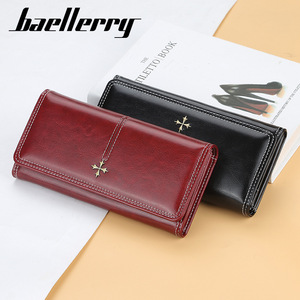 Portefeuille long pour femme Baellerry en cuir PU, multi-emplacements pour cartes, fermeture éclair, grande capacité, sac à main rétro, bordeaux - Product Image 3