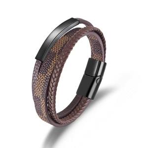 Toka inek derisi çok katmanlı örgülü Bohemian deri erkek bilezik ile toptan erkek deri bilezik - Product Image 3