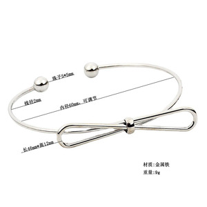 Fashion Bow Open Iron Bangle Adjustable 14K Gold Plated Butterfly Design Unisex Popular All-match Everyday Bangle for Women - Product Image 3