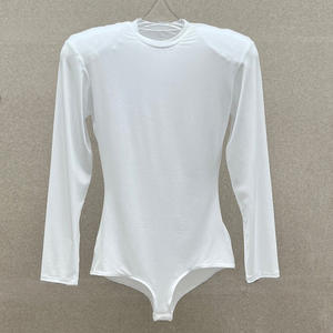 Women's Solid Color <b>Long</b>-<b>Sleeve</b> Padded Shoulder Slim-Fit Skinny TEE High-End Minimalist Design Sexy <b>Y2K</b> Spring <b>Top</b> - Product Image 5