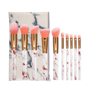 HMU – ensemble de pinceaux de <span class=keywords><strong>maquillage</strong></span> en marbre, étiquette privée végétalienne, bon marché, Kabuki, 10 pièces - Product Image 5